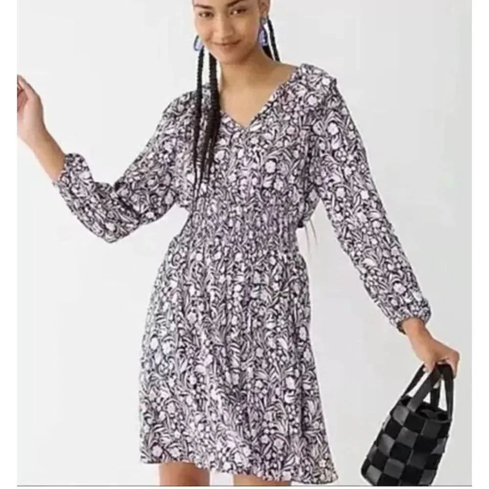 J.Crew floral smock ruffle mini dress